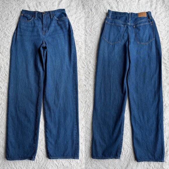Madewell Baggy Straight Jeans Dark Worn Indigo wash cotton hemp NH643 26 - Picture 10 of 13